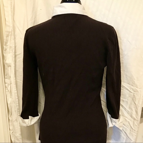 Style & Co. Brown Sweater with White Collar. - Picture 2 of 4